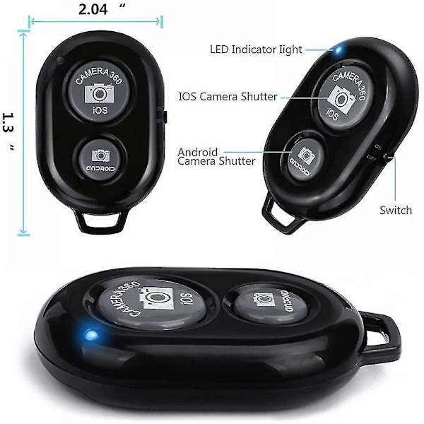 2 stk. Bluetooth Kamera Fjernbetjening - Bluetooth Fjernbetjening til iPhone og Android Telefoner