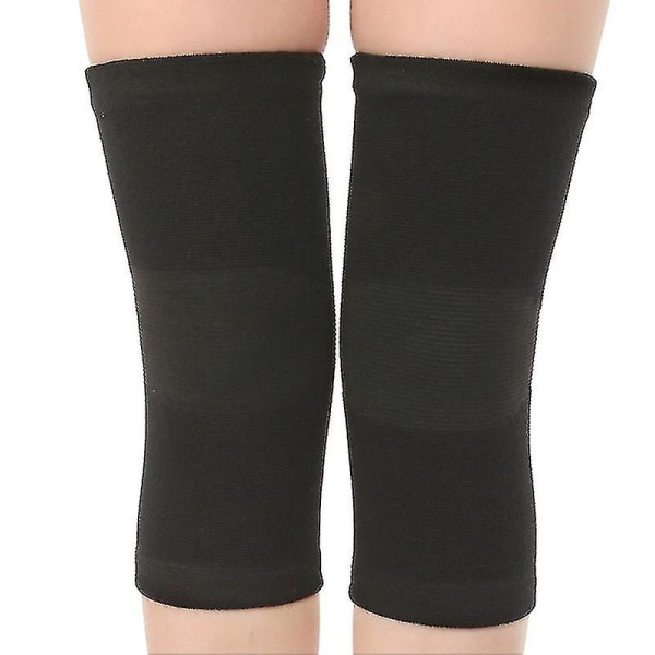 (ett par) Kneermer i bambusstoff for knestøtte, sirkulasjonsforbedring Smertelindring,sportskompresjon for løping, smertebehandling, Ar BLACK L