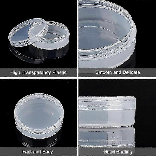 20-pack PP Runda Pärlförvaringsbehållare Cylinderformade Pärlbehållare Klar Förvaringslåda 2x0,7 tum med Skruvlock för Ögonskugga Pärlor Smycken a