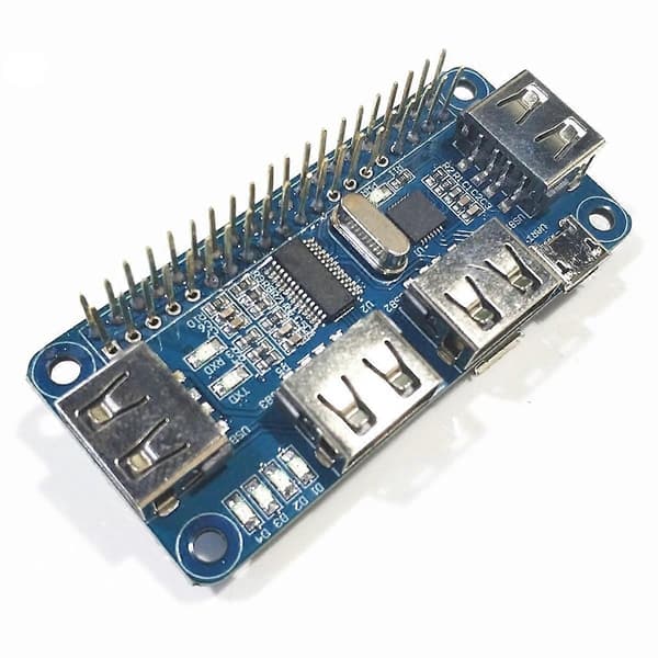 4 Ports USB HUB HAT til 3 / 2 / Zero W Udvidelseskort USB til UART til Seriel Fejlfinding