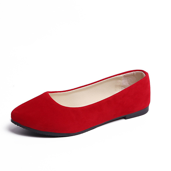 Enkeltsko med spiss hode flate lette dame flate sko for kvinner red 37