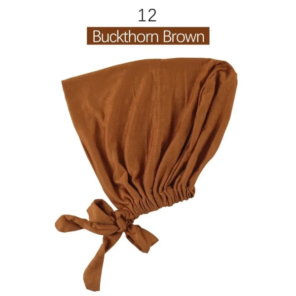 Jersey Soft Modal Muslim Turban Hat Inre Hijab Kepsar Islamisk Underscarf Bonnet India Hat Hona Headwrap Turbante Mujer Buckthorn Brown