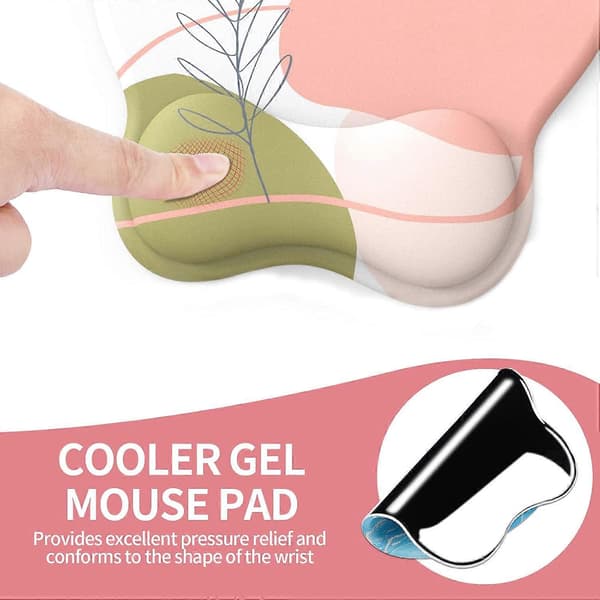 Musematte med håndleddsstøtte, Ergonomisk gel musematte, Kul musematte for gamere, Musehåndleddsstøtte med sklisikker PU-base (Rosa)