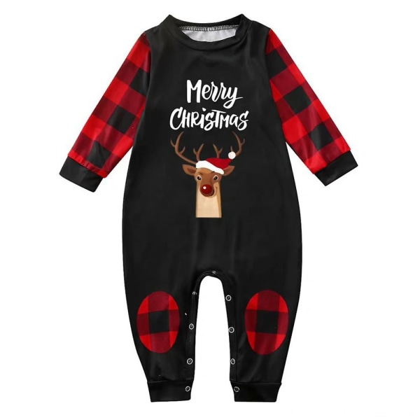 Glædelig Jul Familie Matchende Pyjamas Rensdyr Print Plaid Pyjamas Sæt Jul Baby 3-6 Months