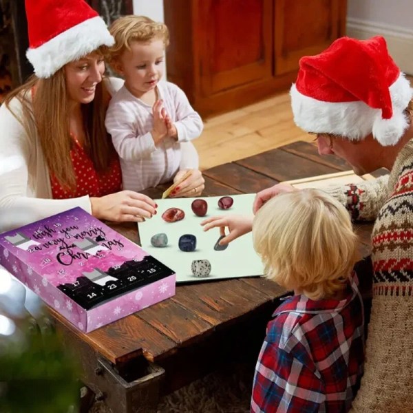 1 sæt julemalm adventskalender 24 dages ferienedtælling adventskalendere Gaveæsker med krystalsten Ædelsten Julegave style 3