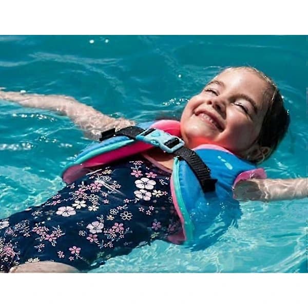 Flytväst kompatibel med barn bärbara uppblåsbara poolflottar simring Blue S