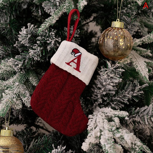 Jule sokker strikning brev strømpe dekoration til hjemmet juletræ ornament  style 1 ed3b | style 1 | Fyndiq