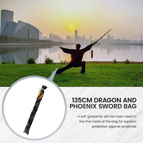 135cm Drake och Fenix Katana Samurajsvärd Väska Tyg Svart