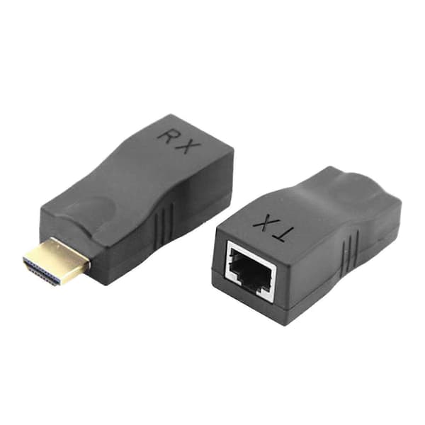 2 stk. HD Multimedia Interface til RJ45 Extender 30 m Transmissionsafstand Bærbar HD Multimedia Interface Extender Sort