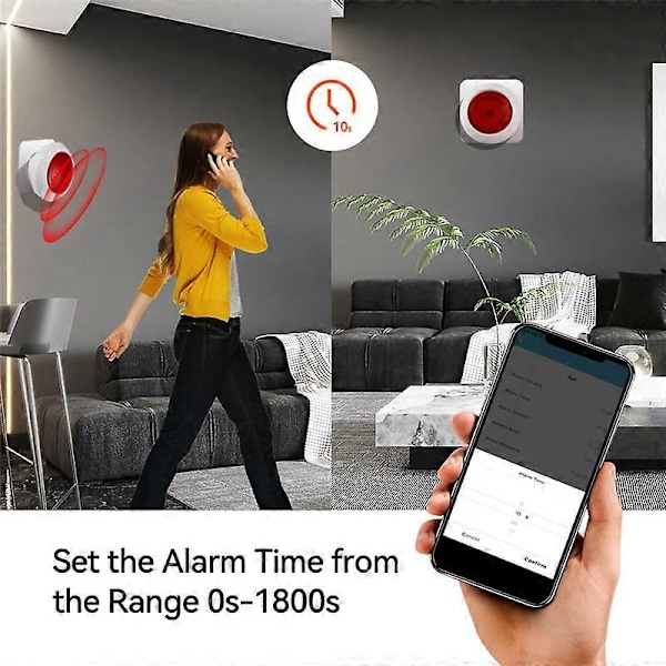 Tuya Ljud- och Ljussensor Inbyggd 100DB Siren Alarm Länkage Säkerhetsskydd Kontroll Via SmartLife