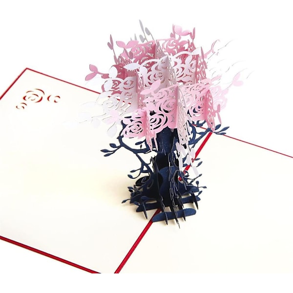 Blomster Pop Up Kort Bursdag, Morsdag, 3D Jubileum Takkekort For Ektemann Kone, Håndlaget Eksamen Kondolanse Blankt Kort, Laserskåret Gave C