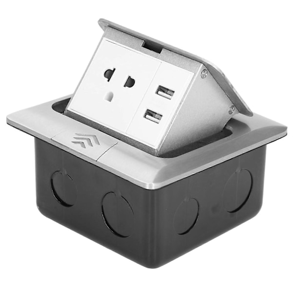 Dobbel USB Hurtig Pop-Up Innebygd Skrivebord Gulv Elektrisk Uttak 250V US Standard