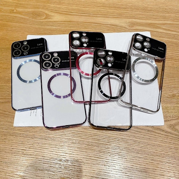 Skal för iPhone 15 Pro Max/ 15 Ultra Kompatibelt med MagSafe, Mjuk TPU Stötfångare Stöttåligt Skyddande Slimmad Lyxig Plätering Klar Magnetisk Fodral