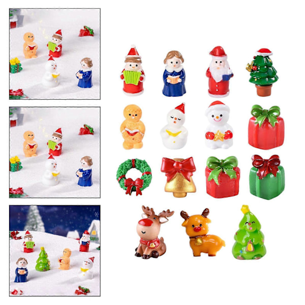 15x Jul Miniatyrfigurer Mini Resinfigurer för Tårtdekorationer Fest