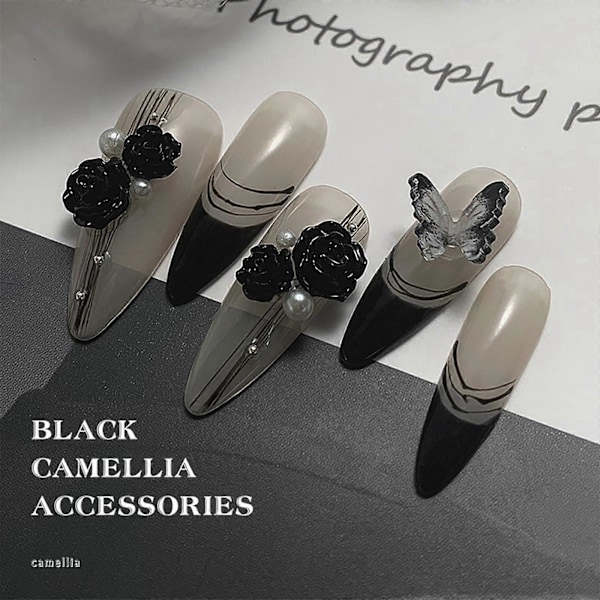 Camellia Nagelkonst Berlocker Manikyr Tillbehör 3D Blomma Nagelberlocker Nagelkonst Dekoration DIY Nagelkonst Tillbehör för Kvinnor