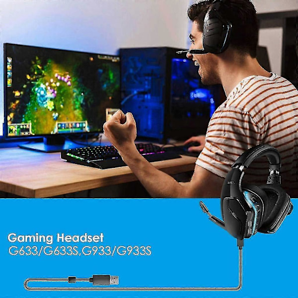 Erstatnings øretelefonkabel lydledning for G635 G633 G933 G935 headset