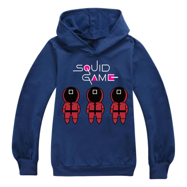 Squid Game Kids unisex långärmad huvtröja Sweatshirt Pullover Toppar Navy Blue 11-12Years