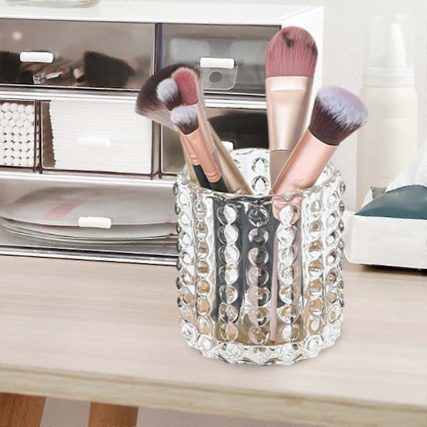 Makeupbørsteholder i glas Makeup Organizer Kop Highlighter Pen Holder Kosmetisk Opbevaringskop til Kommode Skrivebord Badeværelse