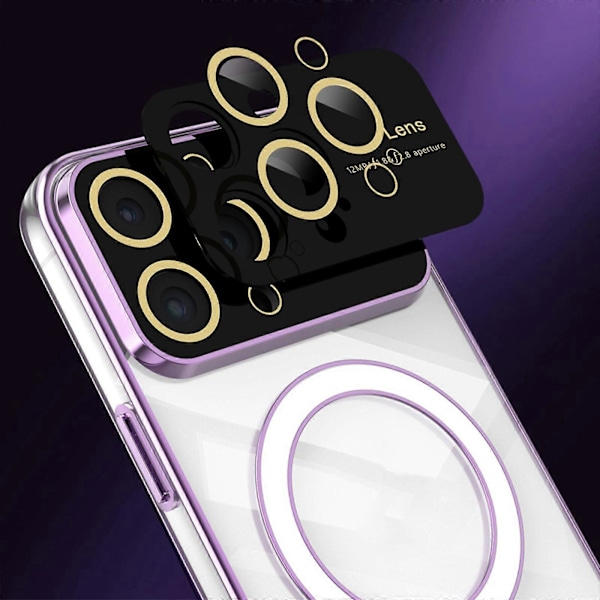 Magnetiskt Transparent Skal för iPhone 15 Pro Max/15 Ultra med Kameralinsskydd [Kompatibelt med Magsafe], Militärklassat Fallskydd
