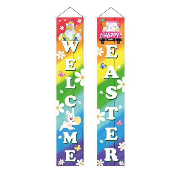 Kawaii Påsk Veranda Skylt Kanin Ägg Vägg för Banner Dekorativ för Högtids Gård