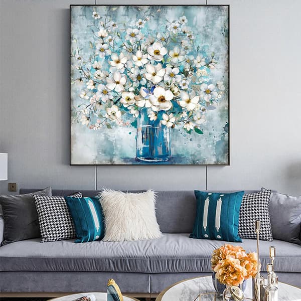 Canvas Tavlor Väggkonst Jasminblomma (23.6\"x23.6\")