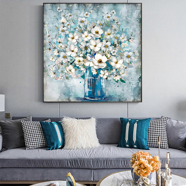 Lærreds Malerier Vægkunst Jasmin Blomst (19.7\"x19.7\")