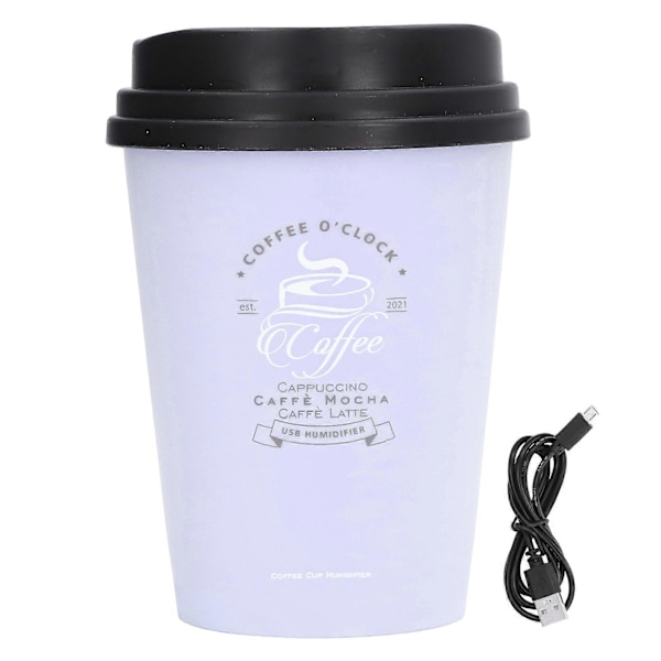 USB Luftfuktare 300ml Kaffekopp Lågt Ljud Auto Av Kompakt Lättviktig Utrymmesbesparande Mini Luftfuktare för Bil Hem Kontor Lila