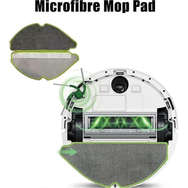 6 st mikrofiber moppdukar för IRobot Roomba 115 Combo&115 Combo+ robotdammsugare tvättbara reservdelar för djurhår