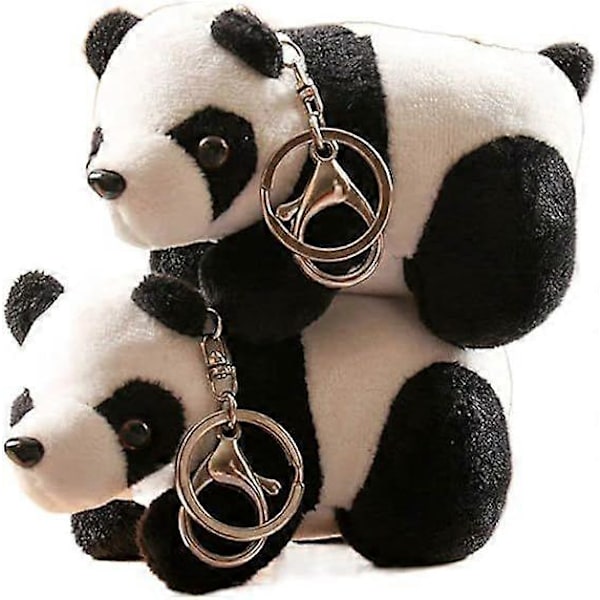 2 stk. Tegneserie Plys Panda Vedhæng Nøglering, Søde Taske Ornamenter Rygsæk Håndtaske Vedhæng Nøgleringe Charme Gaver Nøglering Til Mænd Kvinder