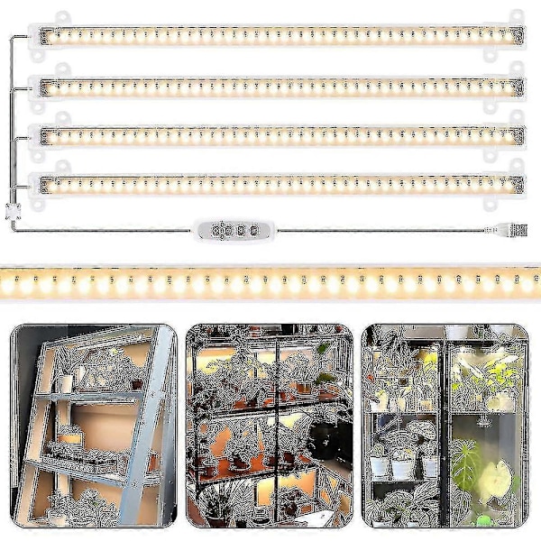 LED Vækstlys Strips til Indendørs Planter, Sollys Fuld Spektrum 42-288 LEDs Plantelampe Med Auto Timer Til Hylder Hydroponisk Sukkulent