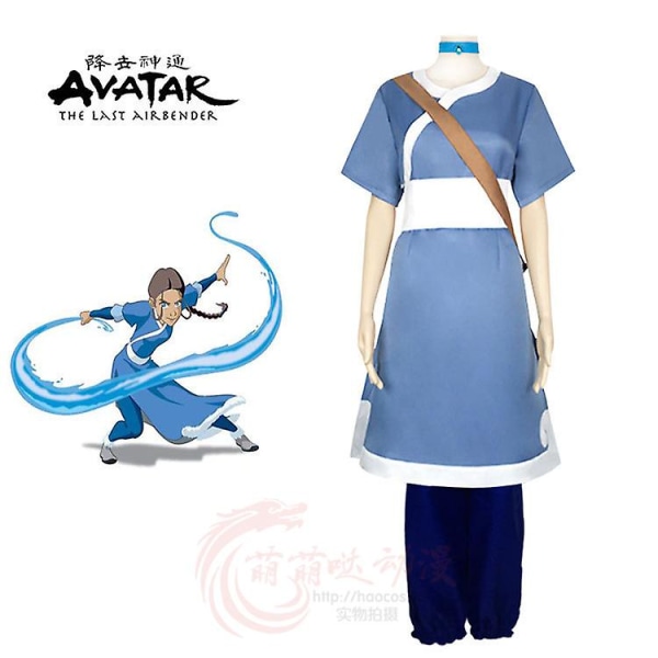 Halloween Cos Stage -asu, Avatar The Last Airbender, Prinssi Zuko Cosplay -asu, täydellinen set Katara Blue L