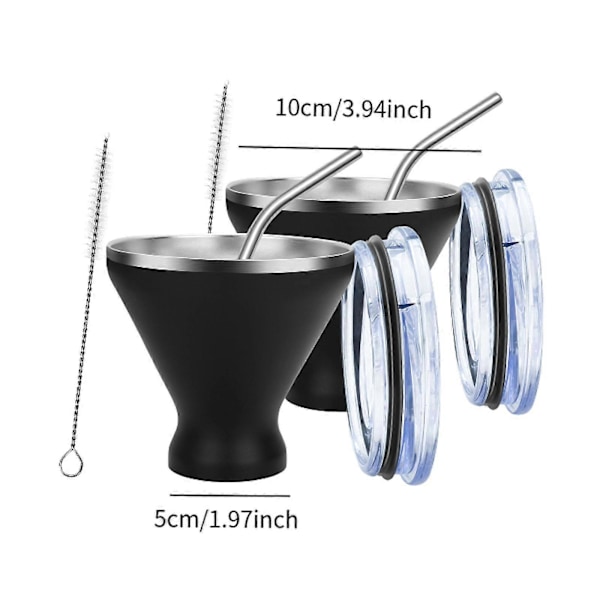 2 stk. Vinglas i rustfrit stål Margarita Tumbler 300 ml Multifunktionelle smagekopper Små tumblere til strandhusindflytning