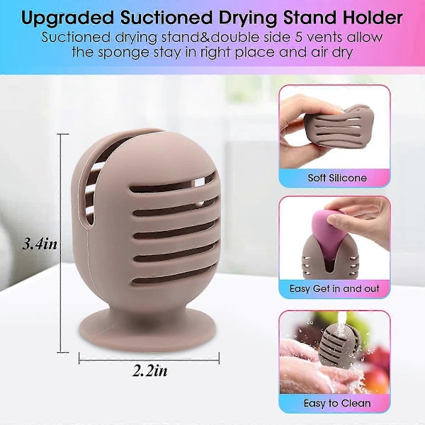 2-pakning Sminkesvamp Holder, Silikon Beauty Blender Holder Etui for Reise, Sugekopp Tørkestativ Sminkesvamper Beskyttende Bæreveske Holdere Organ