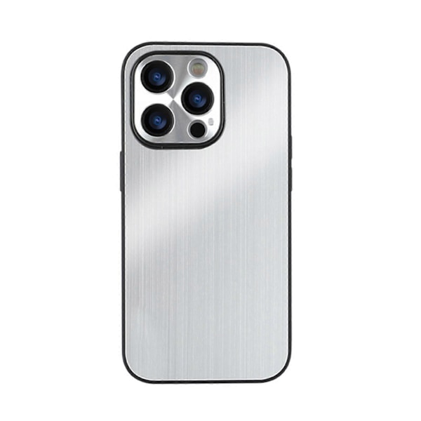 for iPhone 15 Pro Max/ 15 Ultra Glossy Deksel Metallbørstet Bakside Myk Silikonkant Linsebeskyttelse Slank Beskyttelse Støtsikkert Deksel