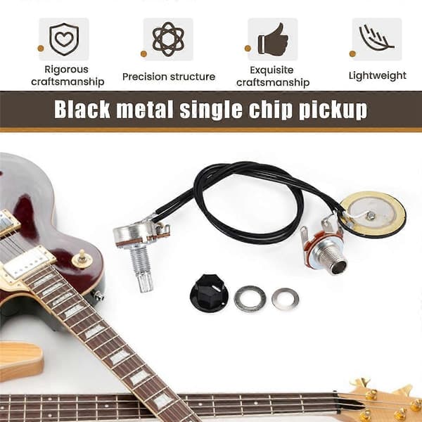 27MM Gitarr Pickup Piezo givare Förkopplad Förstärkare Med 6.35MM Utgång Jack för Akustisk Gitarr U