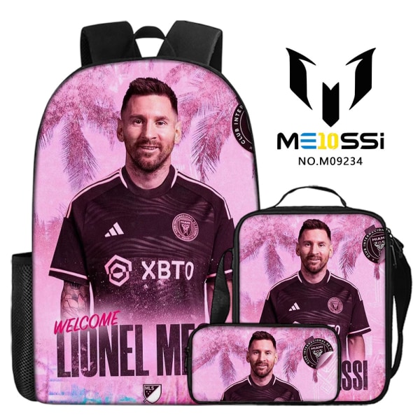 3-delad set av fotbollsstjärnan Messi perifera ryggsäckar, skolväskor för grundskole- och gymnasieelever, digitaltryck campusryggsäckar style 14
