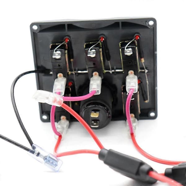 5 Knapp Vippebryterpanel for Bil Båt Yacht Caravan Lastebil Voltmeterpanel