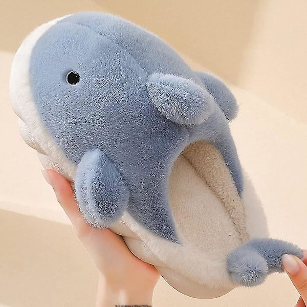 Soft Plys Whale Shark Fuzzy Hjemmesko 1,6'' Forhøjende såler til kvinder Mænd, vinter imiteret pels Sødt dyrepar Matchende hjemmesko Brown EUR40-41