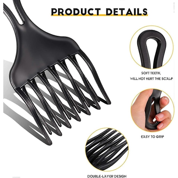 1 Stycken Afro-kam, Plast Bredtandad Afro-kam, Lockig Hårkam, för Styling och Utrassling av Trassligt Hår (Svart)