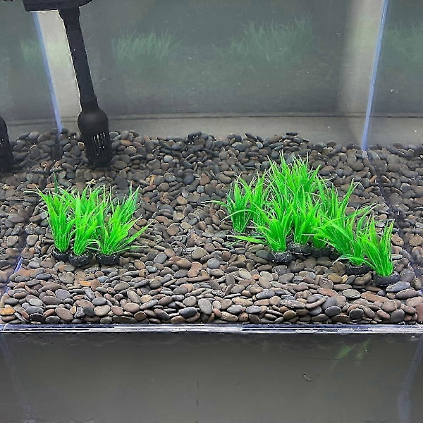 Akvarieplanter Akvariedekorationer 20 stk. Lille Størrelse/2,5 cm Høje Kunstige Plastplanter Guldfisk Vandland Fiskesjul Mini Græssæt (Grøn-B)