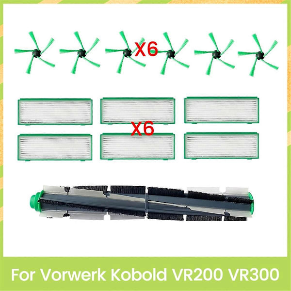 13 stk. reservedeler for Kobold VR200 VR300, hovedbørste, sidebørste, Hepa-filter, rengjøringstilbehør