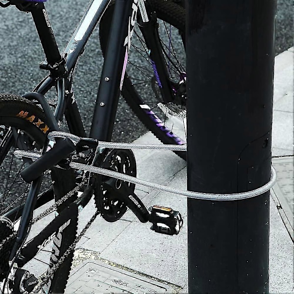 Cykel lås, U-formet cykel lås med 1,2 m fleksibelt stålkabel og kraftigt monteringsbeslag til cykler, scootere QYRoadWolf