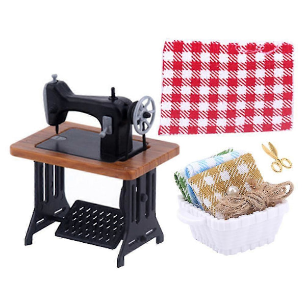 1 Setti Nukkekodin Ompelukone Miniatyyri Huonekalu Nukkekodin Tarvike