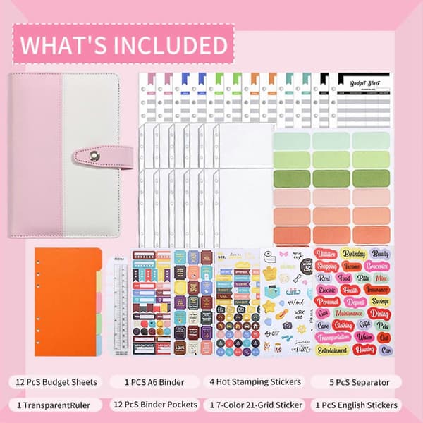 Budget Planner A6 PU Læder Organizer med Spænde - Økonomisk Planlægger og Pengebesparende Mappe til Budgettering.