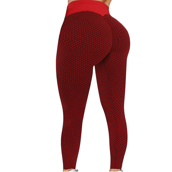 Tflycq Womens Stretch Yoga Leggings Fitness Løbe Gym Sport Aktive bukser i fuld længde Red XXL