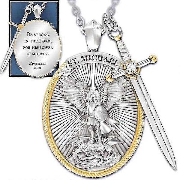 Katolsk skyddshelgon hängsmycke Michael St. Michael Ärkeängel Hängsmycke Halsband