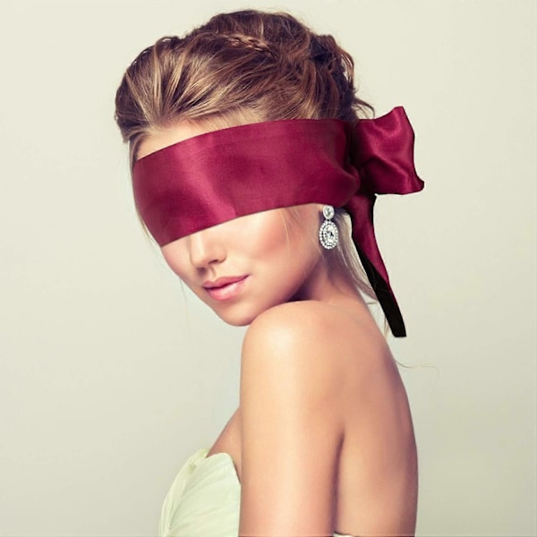 MUJIXI Satin Sovmask, 2 Stycken Sovmask, 150cm Ögonbindel Satin Sovmask för Par, 2-pack Svart och Röd Satin Ögonmask Sovmas