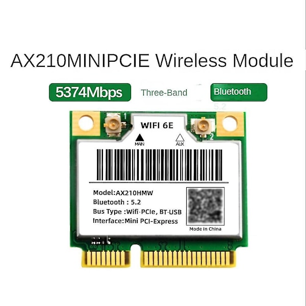 Wifi 6e Ax210hmw Mini Pcie Wifi 6 Wifi -kortti, yhteensopiva Ax210 5374mbps Bluetooth5.2 802.11ax 2.4:n kanssa