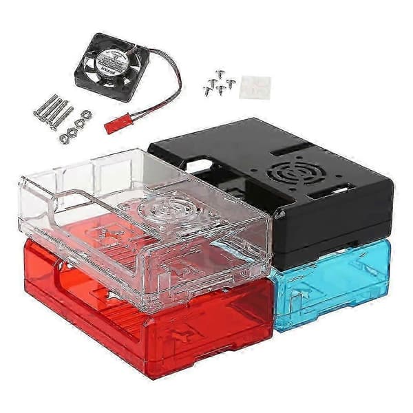 1 STK Klart deksel til Raspberry Pi 3 Modell B Akryldeksel med kjølevifte Red