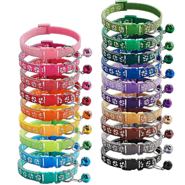 19 stk. Hvalpe ID Halsbånd Med Klokke Justerbar 19-32cm, Blød Nylon Justerbar Reflekterende Identifikationshalsbånd Til Nyfødte Kæledyr -suzuka TAO